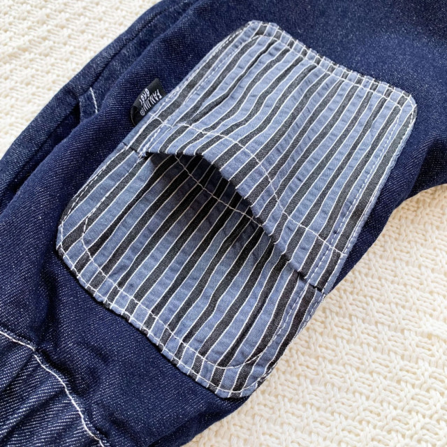 ꒰73-120cm꒱ 條紋撞色拼接牛仔褲