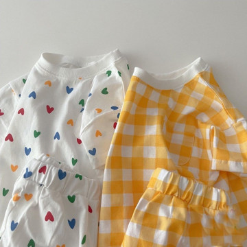 ꒰73-120cm꒱夏日愛心方格居家套裝