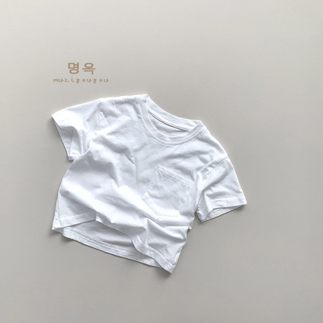 ꒰80-130cm꒱簡約素色工裝風純棉TEE