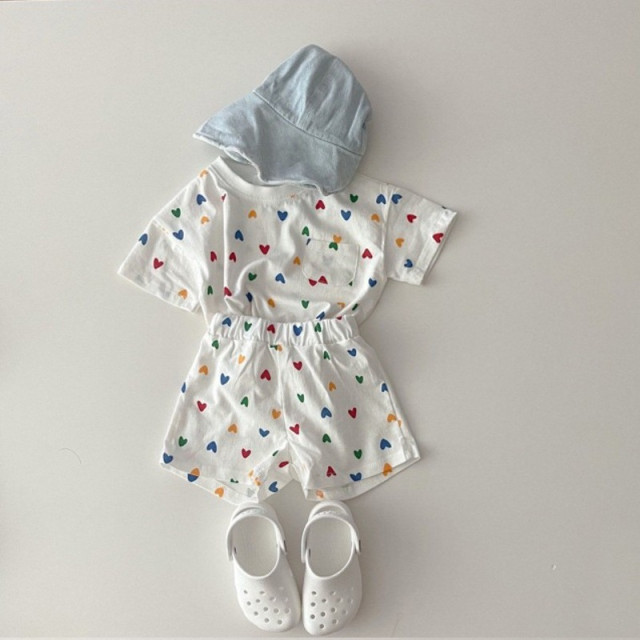 ꒰73-120cm꒱夏日愛心方格居家套裝