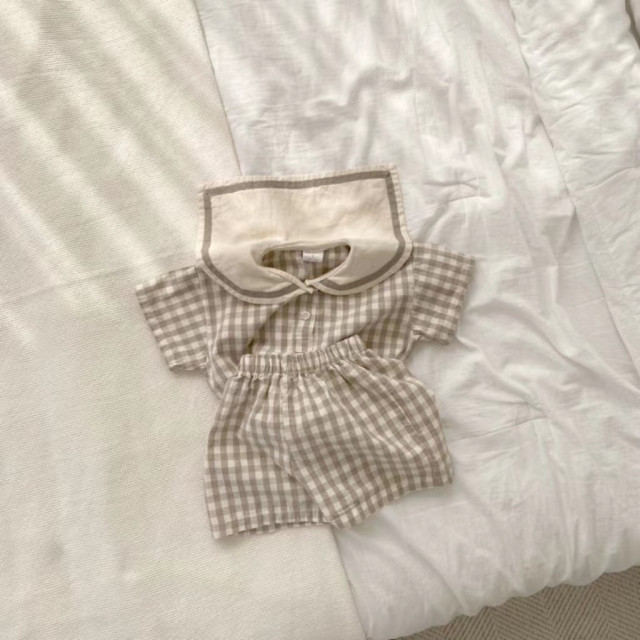 ꒰73-120cm꒱清新翻領格子套裝