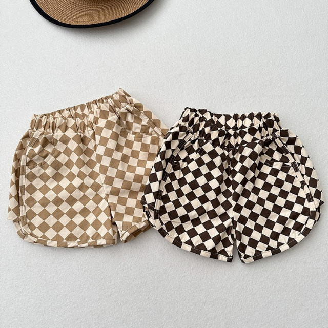 ꒰80-130cm꒱韓系菱形格短褲