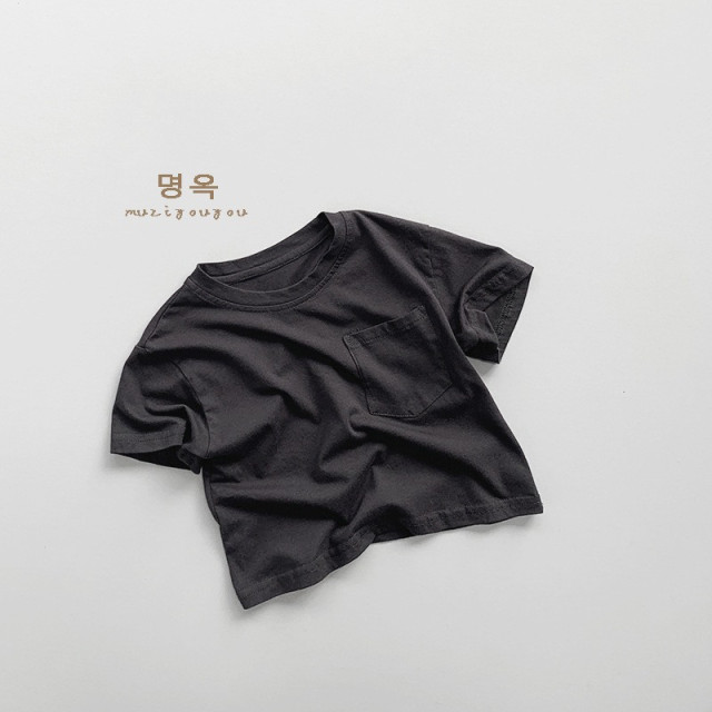 ꒰80-130cm꒱簡約素色工裝風純棉TEE