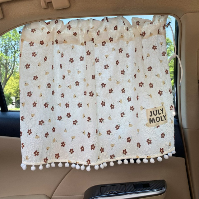 盛夏玫瑰吸盤式車用遮陽窗簾