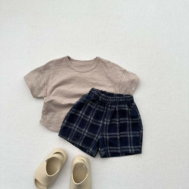 ꒰80-130cm꒱日系復古格紋牛仔短褲