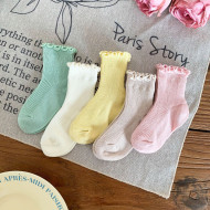 「現貨」質感花邊透氣女童襪 5入 /組