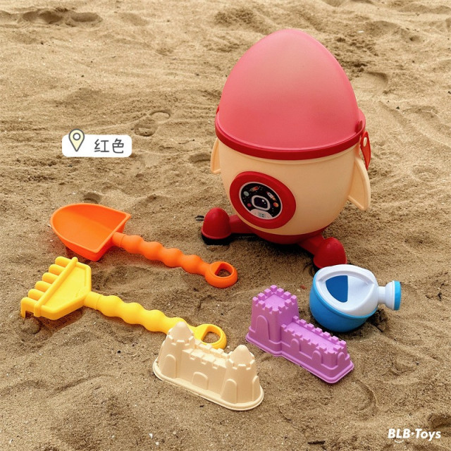 夏日海灘必備！火箭筒造型手提玩沙工具組