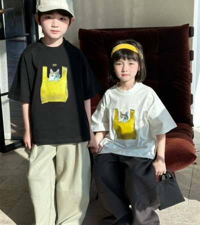 ꒰90-150cm꒱夏日貓咪裝袋子tee