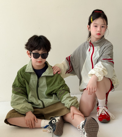 ꒰100-160cm꒱韓系撞色防曬沖鋒外套