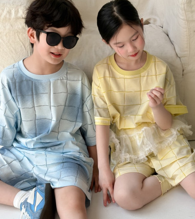 ꒰100-160cm꒱暈染大格子套裝