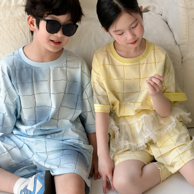 ꒰100-160cm꒱暈染大格子套裝