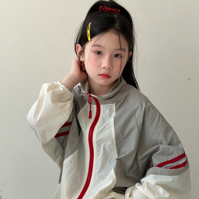 ꒰100-160cm꒱韓系撞色防曬沖鋒外套