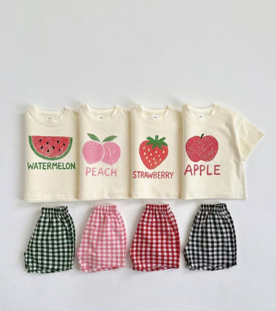 ꒰80-130cm꒱夏日水果格子純棉套裝