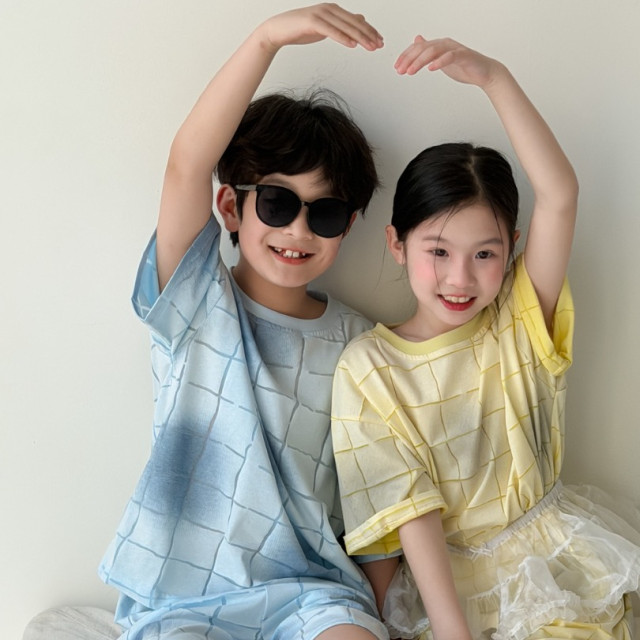 ꒰100-160cm꒱暈染大格子套裝