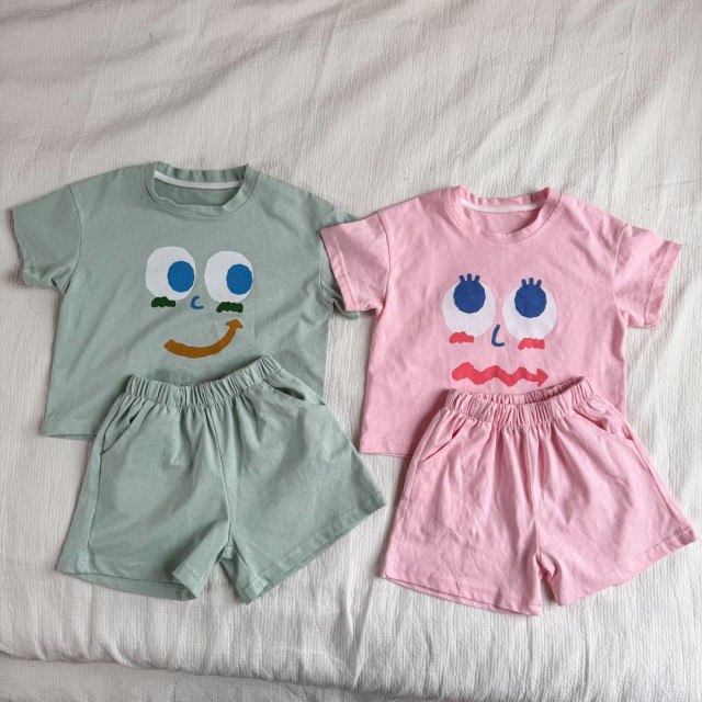 ꒰80-150cm꒱ 夏日表情包休閒套裝