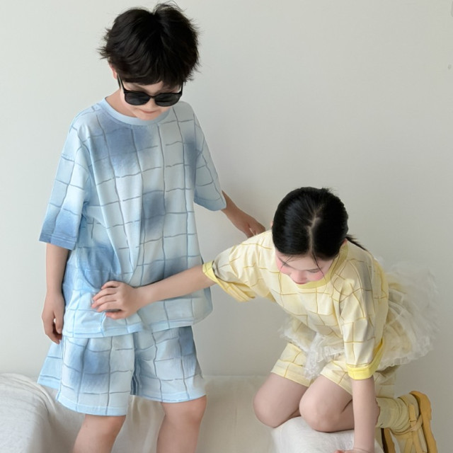 ꒰100-160cm꒱暈染大格子套裝