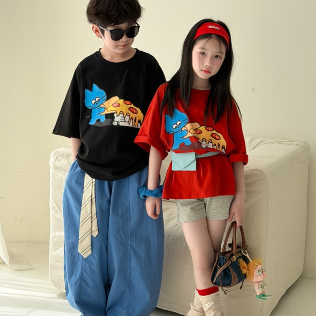 ꒰100-160cm꒱小貓咪ㄔ披薩tee