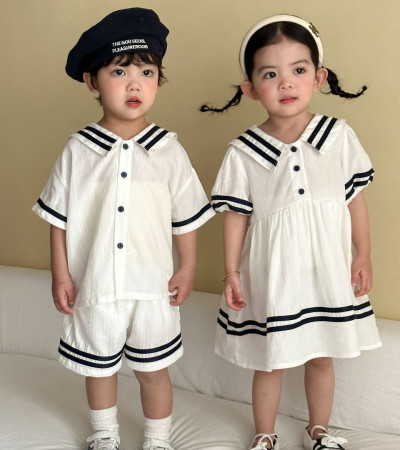 ꒰80-150cm꒱夏日海軍風畢業兄妹裝