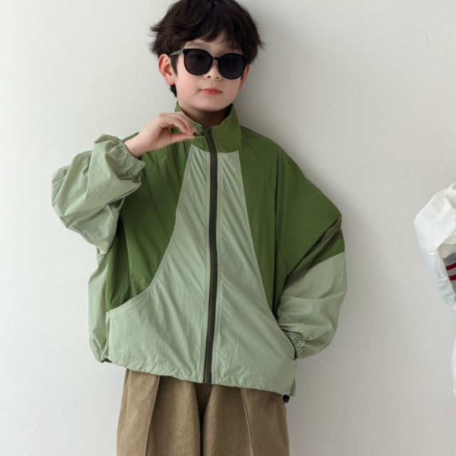 ꒰100-160cm꒱韓系撞色防曬沖鋒外套