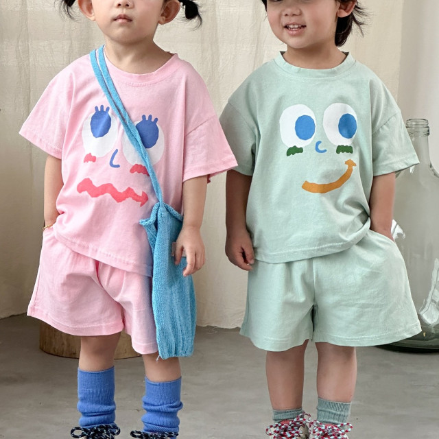꒰80-150cm꒱ 夏日表情包休閒套裝