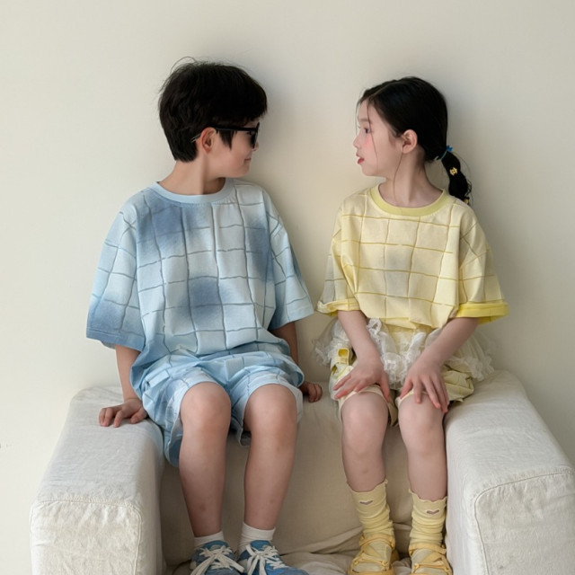 ꒰100-160cm꒱暈染大格子套裝