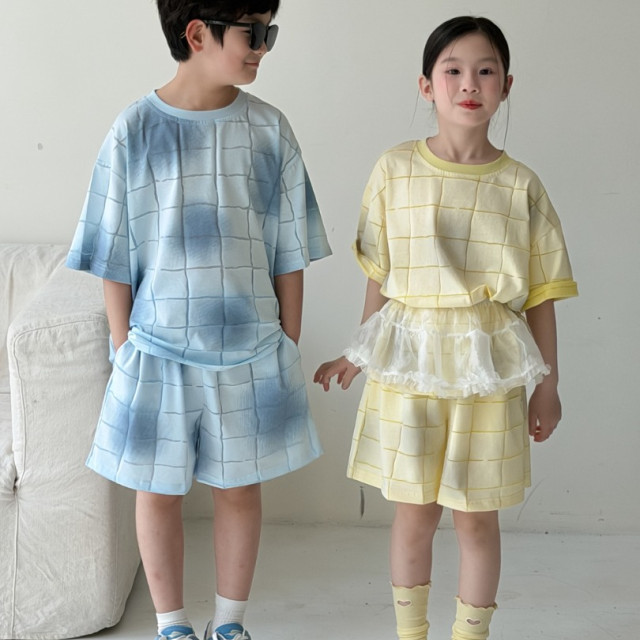 ꒰100-160cm꒱暈染大格子套裝