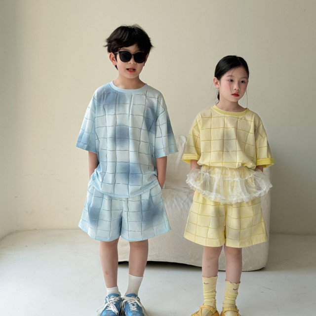 ꒰100-160cm꒱暈染大格子套裝