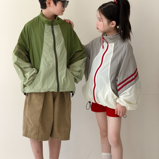 ꒰100-160cm꒱韓系撞色防曬沖鋒外套