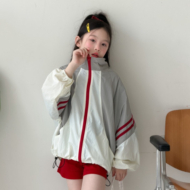 ꒰100-160cm꒱韓系撞色防曬沖鋒外套