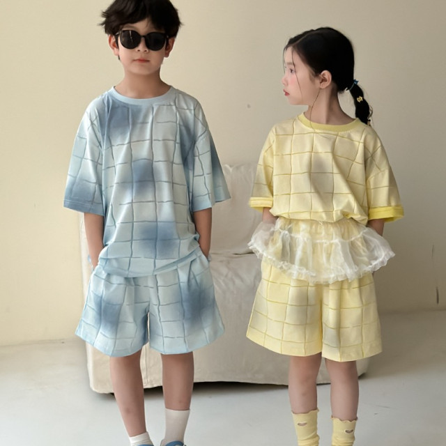 ꒰100-160cm꒱暈染大格子套裝