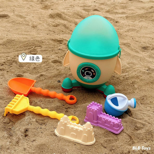 夏日海灘必備！火箭筒造型手提玩沙工具組