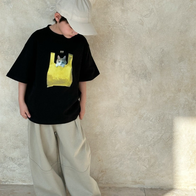 ꒰90-150cm꒱夏日貓咪裝袋子tee