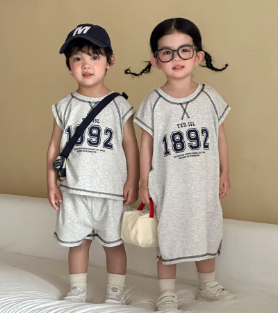 ꒰80-150cm꒱ 夏日無袖運動風套裝