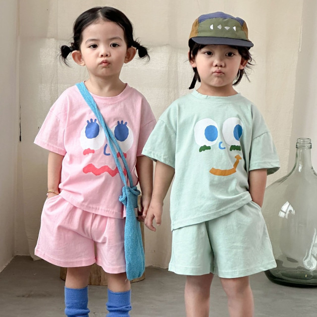 ꒰80-150cm꒱ 夏日表情包休閒套裝