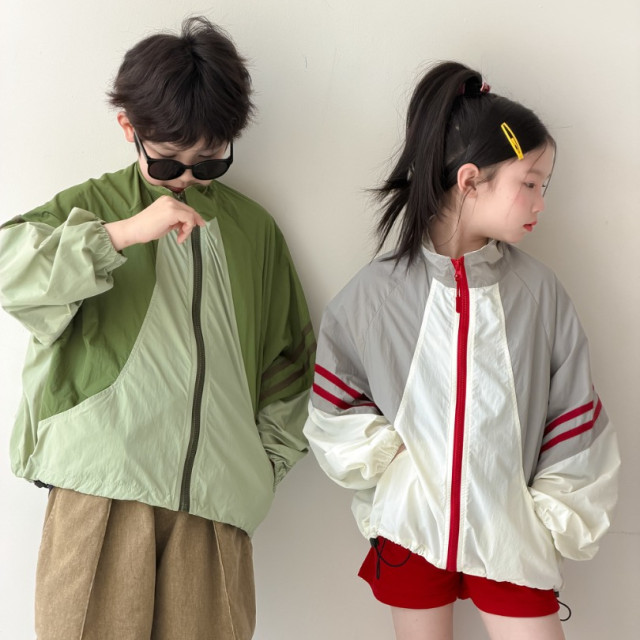 ꒰100-160cm꒱韓系撞色防曬沖鋒外套